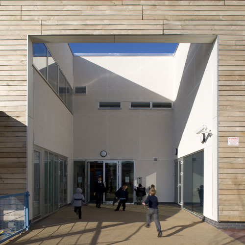 Howe Dell School where the playground acts as a solar collector